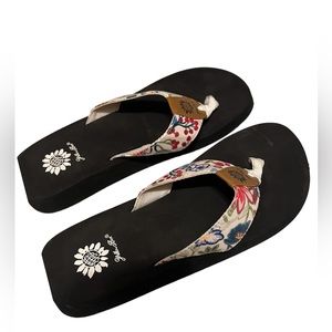 Floral Black Flip Flops